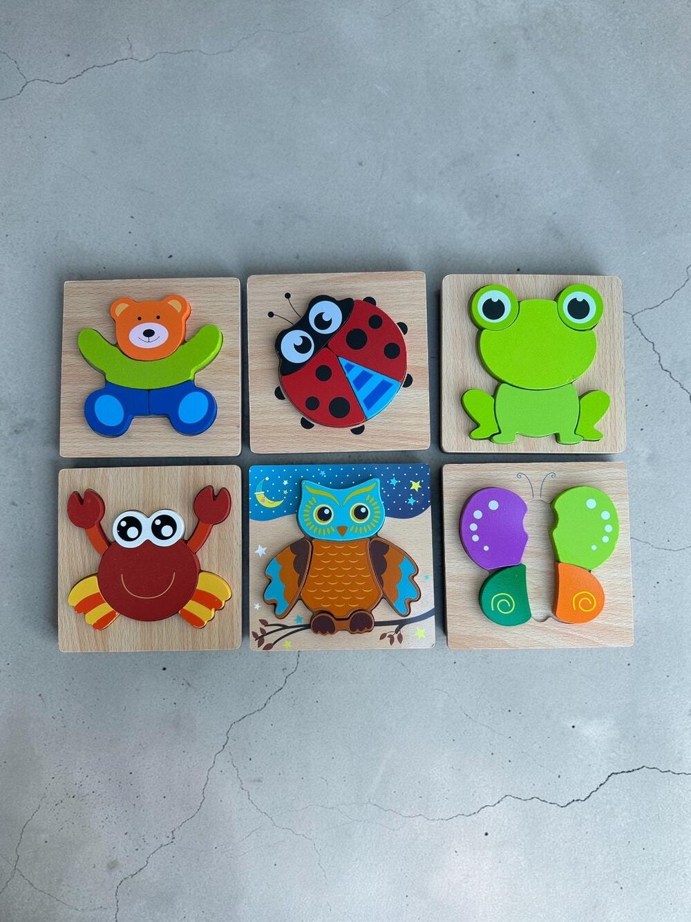 Coogam Wooden Children's Preschool Animal Color Puzzles Set of 6